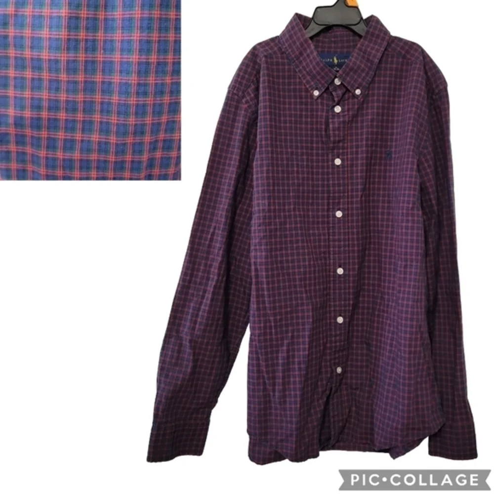 Ralph Lauren Plaid Button Down Shirt Size Boys XL (18-20)‎ Holiday Preppy
